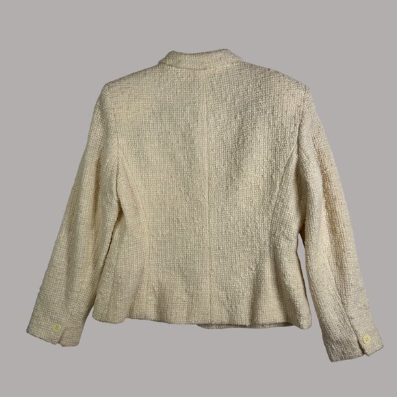 VTG Jones New York Timeless Wool Blend Cream Textured Blazer Jacket W Sz 12 NWT - Picture 3 of 11